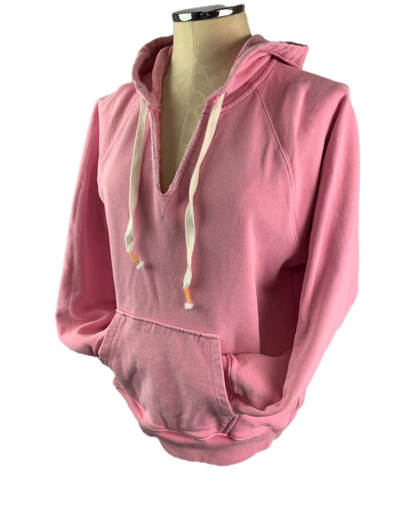 Medium J.Crew Women's Pink Pullover Hoodie Terry V-Neck Style#AJ640