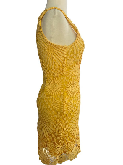 Small Lulus Yellow Lace Knee Length Dress