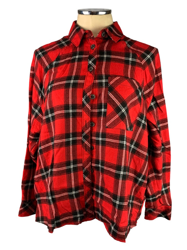 Small Wild Fable Junior Women's Oversize Red Flannel Button Up