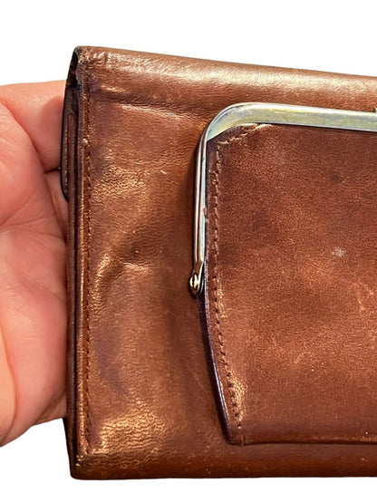 Buxton Brown Leather Wallet Velvet Touch 7.25 x 4 Organizer Clutch Coin Purse