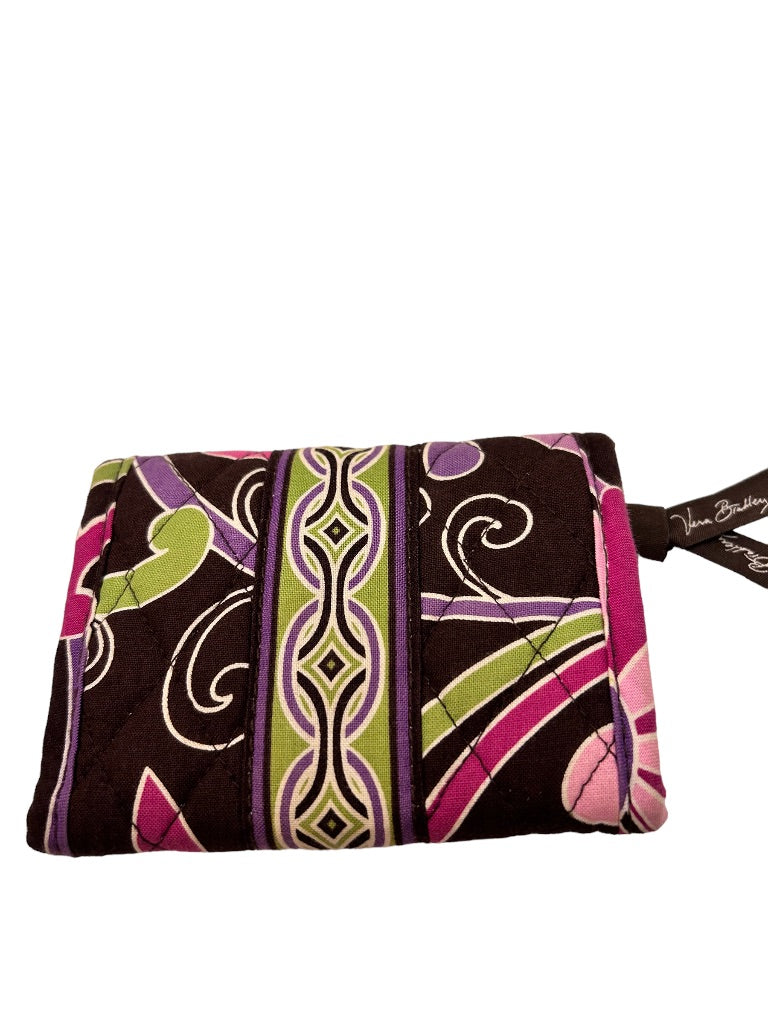 Vera Bradley Purple Punch Pattern Trifold Wallet Hook and Loop Closure