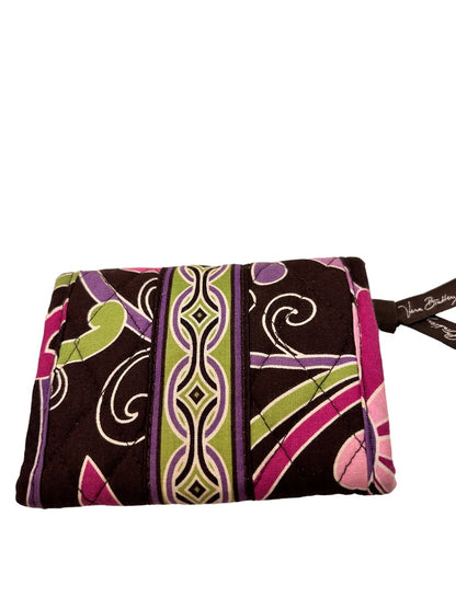 Vera Bradley Purple Punch Pattern Trifold Wallet Hook and Loop Closure