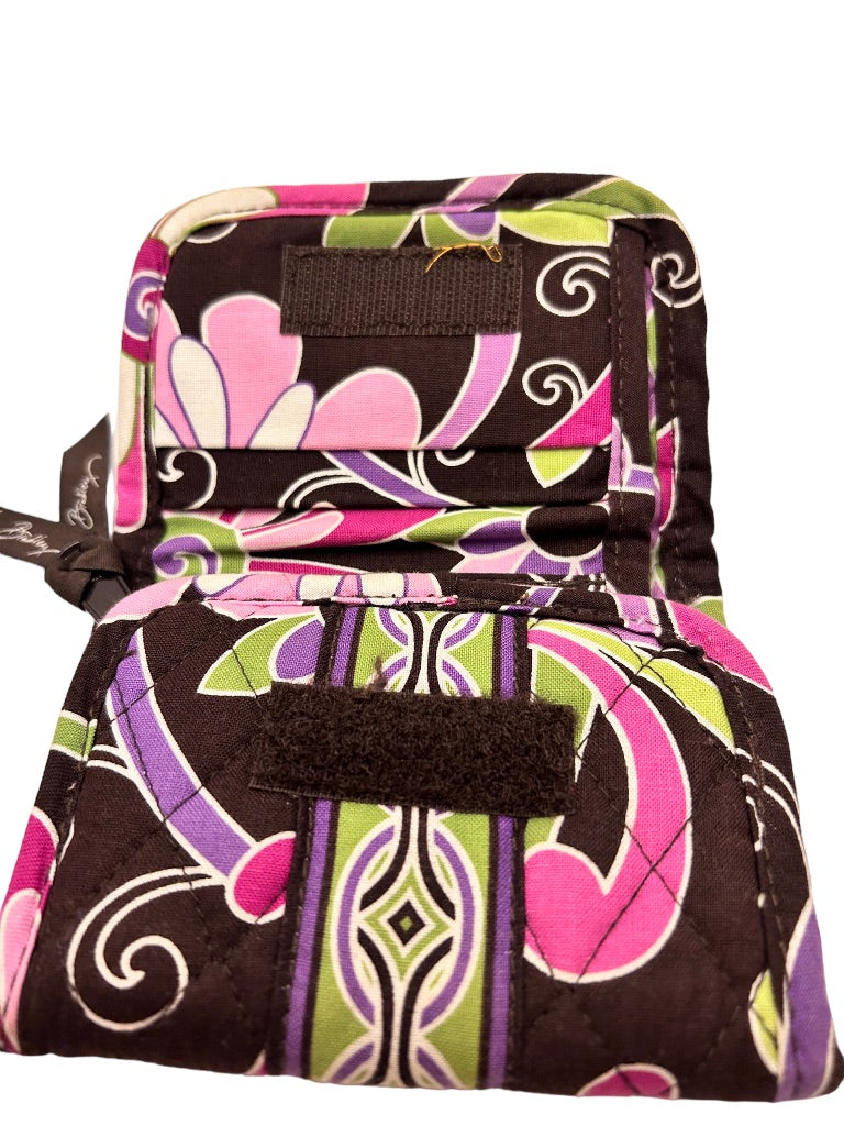 Vera Bradley Purple Punch Pattern Trifold Wallet Hook and Loop Closure