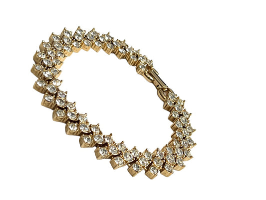 Vintage Goldtone Rhinestone Bracelet Stunning EUC 7.5"