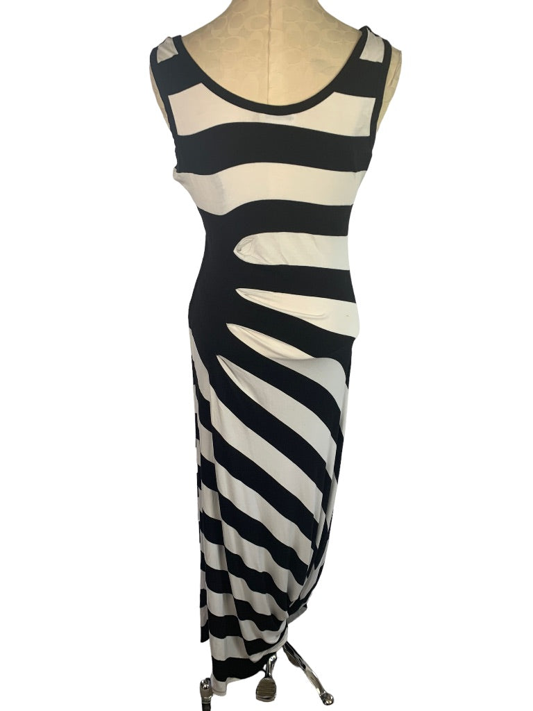 6 Calvin Klein Black White Stripe Tank Sleeveless Maxidress