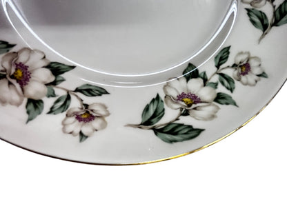 Royal Victoria 8 1/4" Salad Plate White Floral Trim Bone China Gold Rim