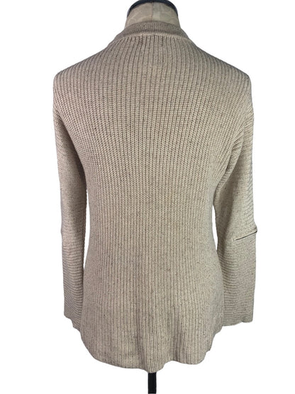 Small Neely Women's Beige Pullover Cashmere Silk Blend Sweater Arm Zipper Detail