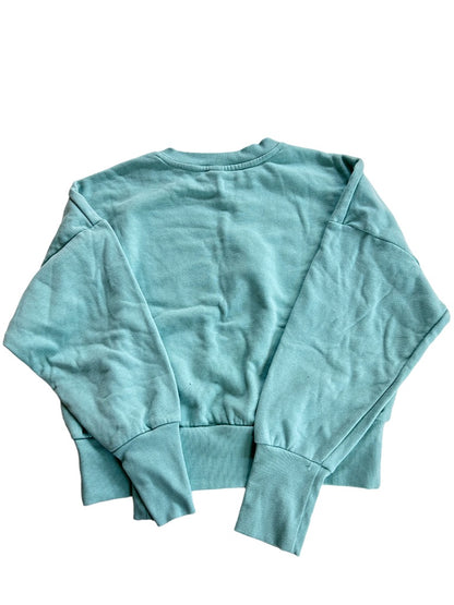 Medium Getafterit Women's Mint Green "Good Vibes" Pullover Crop Crewneck Sweatshirt