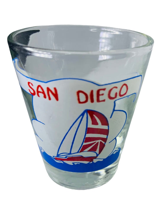 San Diego Shot Glass Souvenir Barware 2.5"h x 2" Top Diameter Sailboat