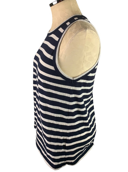 Medium J.Crew Women's Navy White Stripe Tie Back Split Tank Tshirt J1678