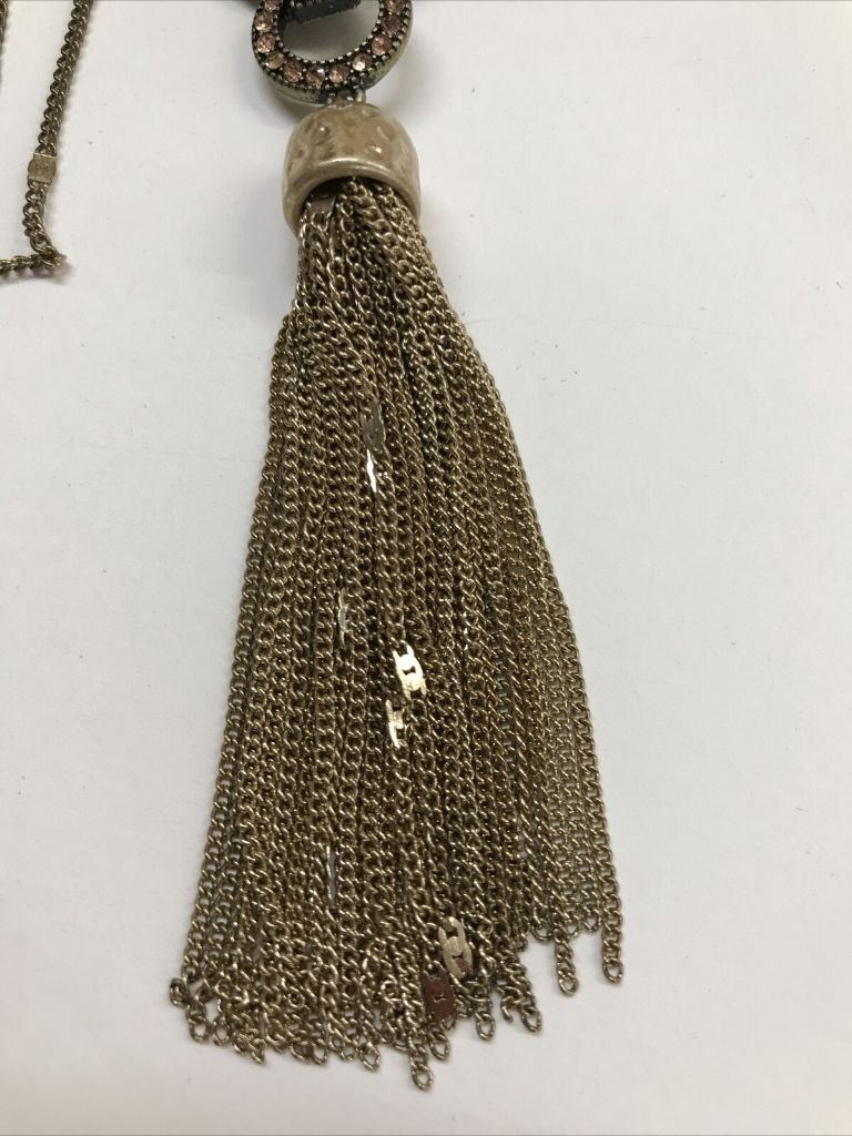 Saks Fifth Avenue Goldtone Necklace 31-34' with 5" Tassel Art Deco Style