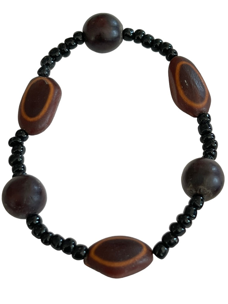 Wood Beaded Stretch Bracelet and Dangle Earrings (2" drop)