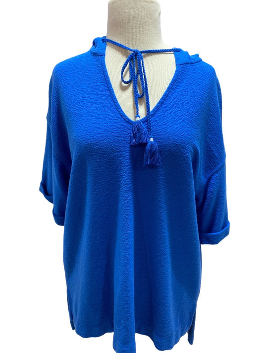 Medium Tommy Bahama Blue Short Sleeve Hooded Top Cover Up