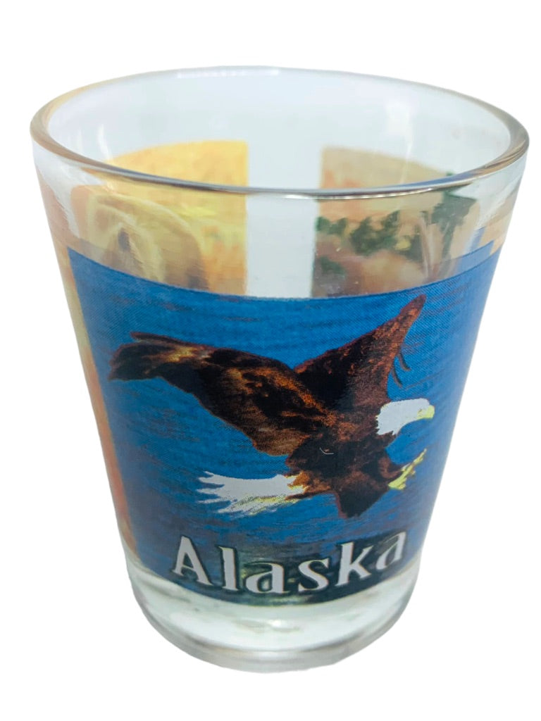 Alaska Souvenir Wildlife Shot Glass Photos Barware