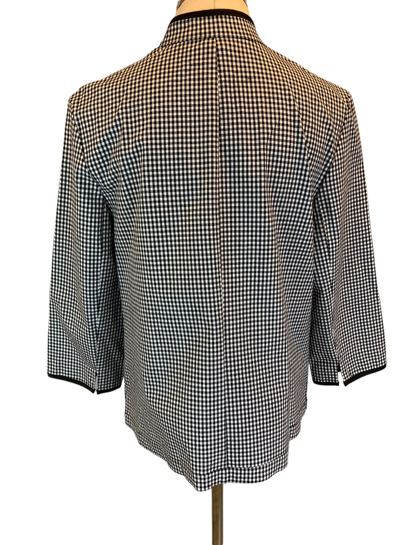 14 RQT Women's Black White Gingham Lightweight Jacket Button Up