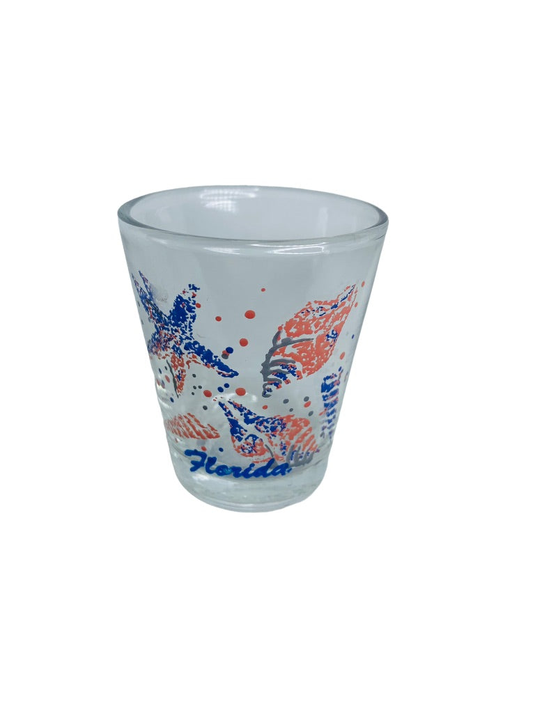 Souvenir Shot Glass Florida Seashells Starfish Theme Barware