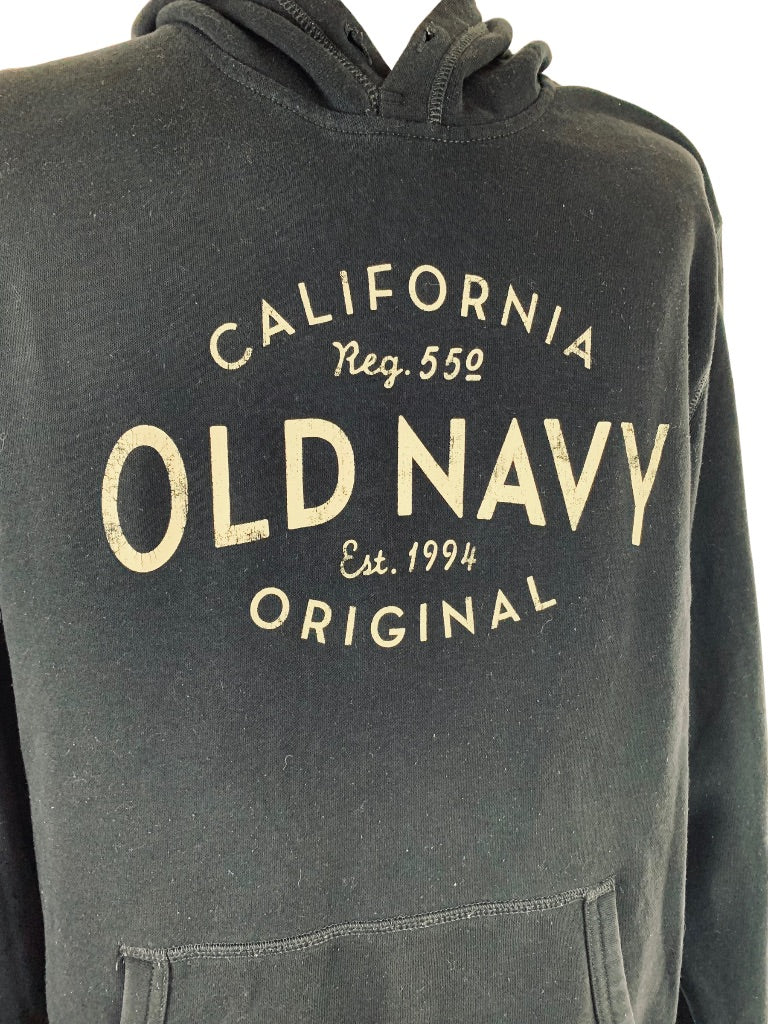 Large Old Navy Men's Pullover Hoodie Black Vintage Look "California"