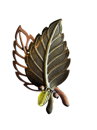Basics by Croft & Barrow Fall Autumn Theme Leaf Pin Brooch 2 5/8"h