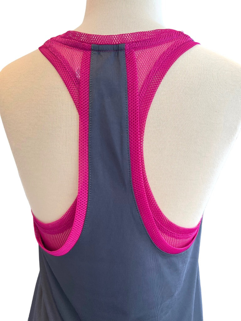 Fabletics Gray With Magenta Mesh Workout Tank Size XS