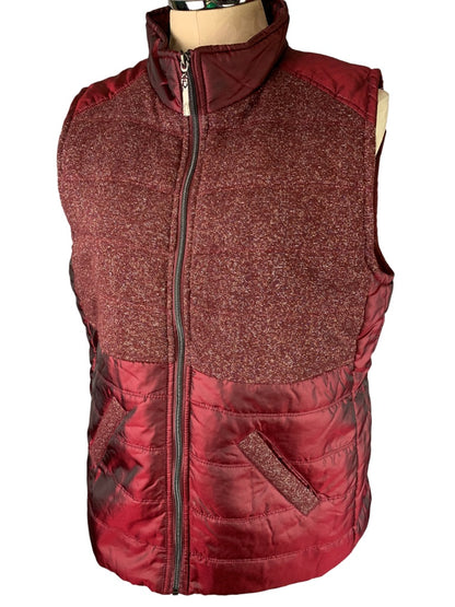 Large Casual Identity Women's Full Zip Burgundy Metallic Lightweight Puffer Vest