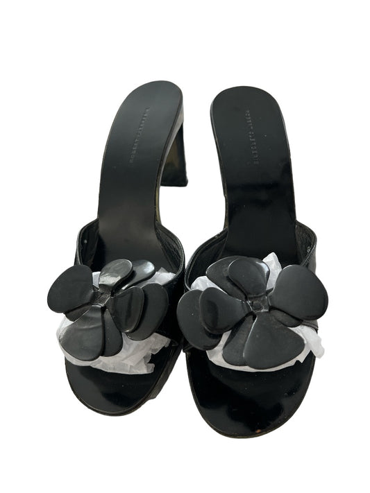 9 Robert Clergerie Cabi Peep Toe Black Patent High Heel Shoes Lucite