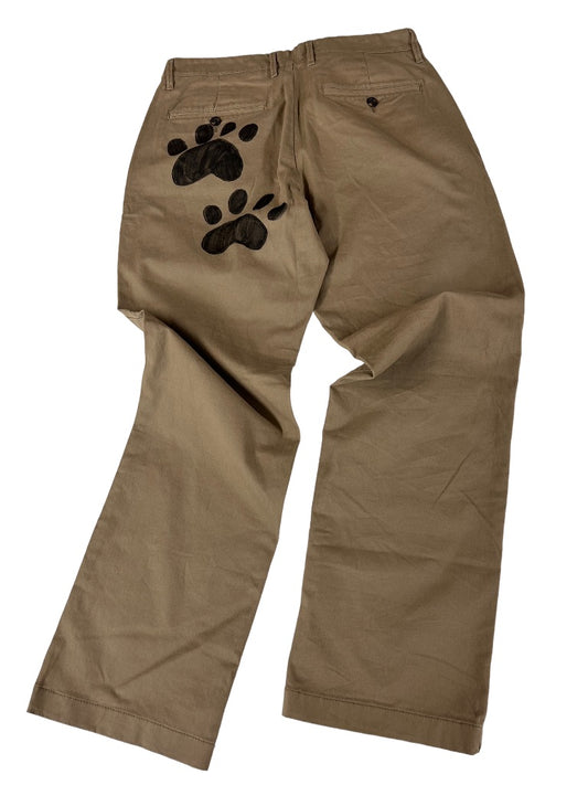 32 x 30 Goodfellow & Co Men's Khaki Pants with Paw Prints on Back