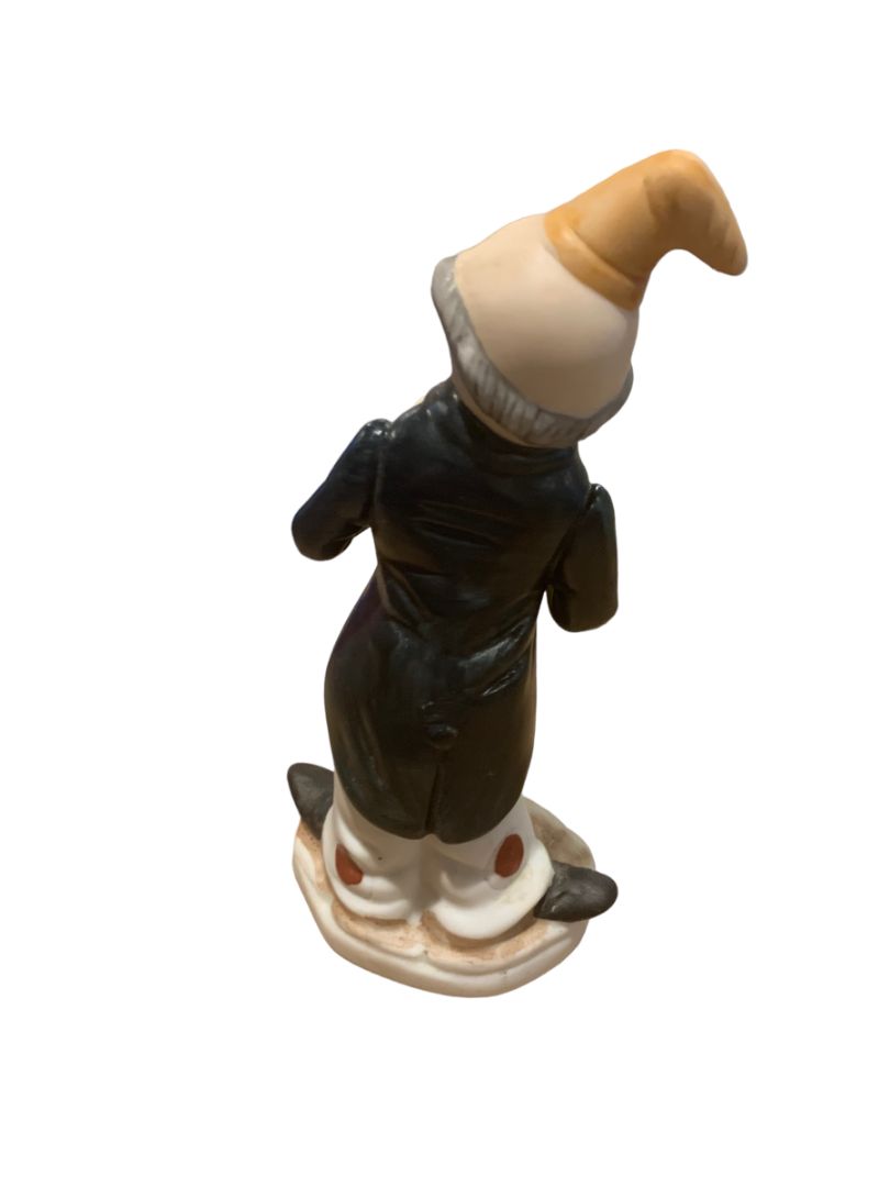 Vintage 1970s Porcelain Hobo Clown Figurine Trumpet Playing Figurine 6"