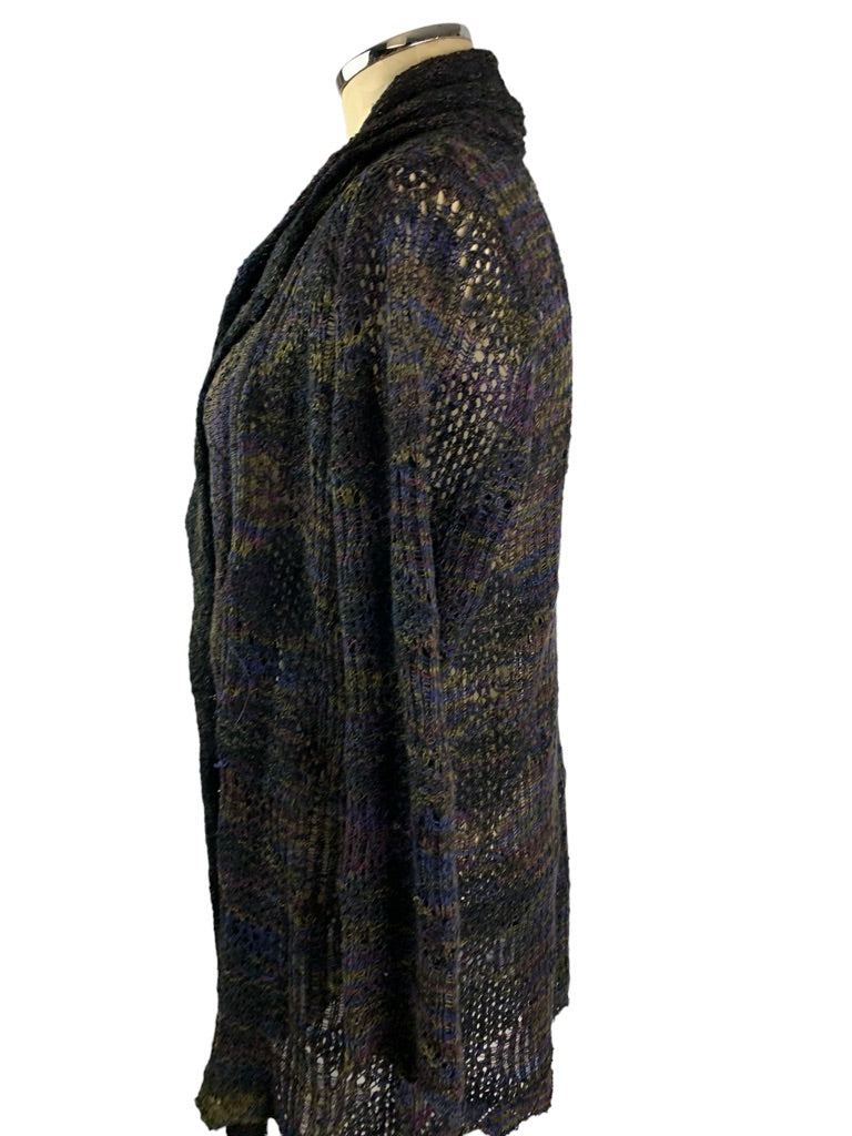 Medium Petite Curio New York Open Cardigan Loose Weave Dark Multicolor