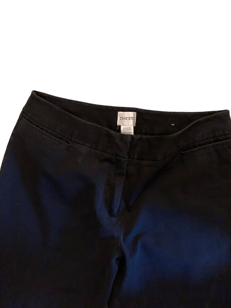 10 Chico's Women's Black Crop Cuffed Dress Pants Stretch 22" Inseam