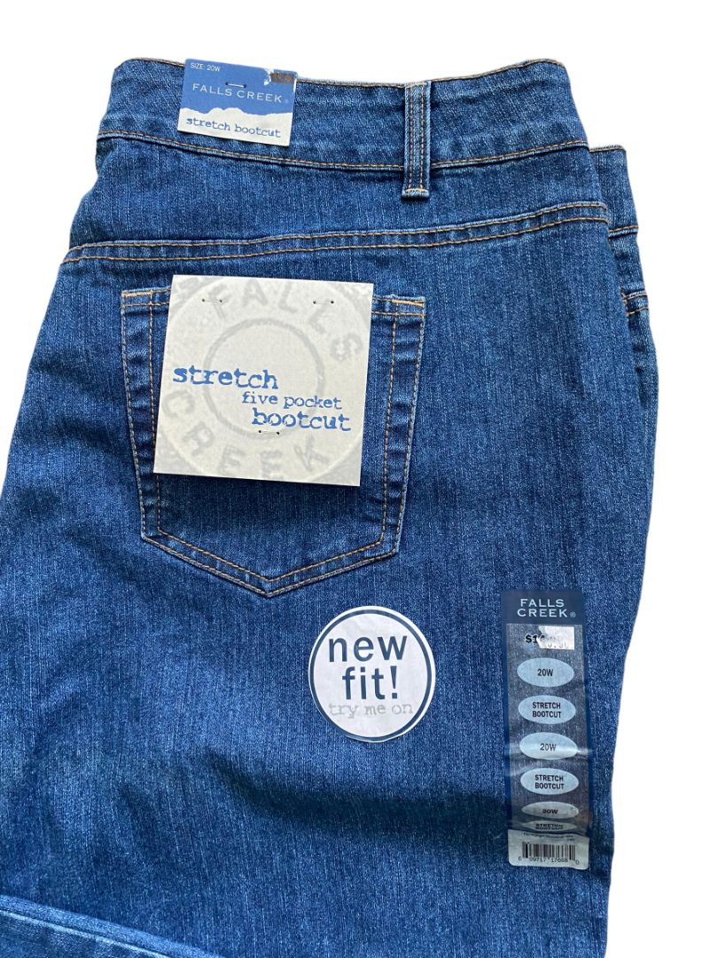 NWT 20W Falls Creek Stretch Bootcut Jeans 5 Pocket