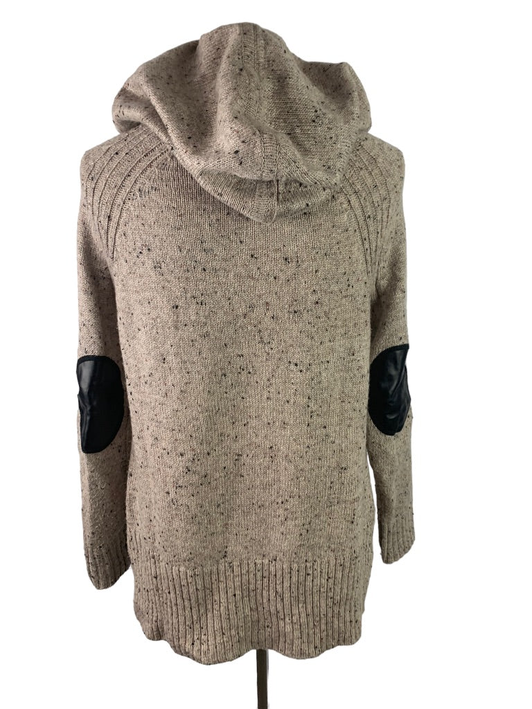 Medium Buffalo David Bitton Tan Pullover Hooded Sweater Elbow Patches Women's