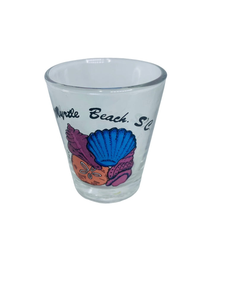 Myrtle Beach South Carolina Souvenir Shot Glass Clear Barware Seashell Shells