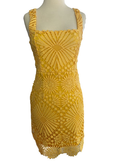 Small Lulus Yellow Lace Knee Length Dress