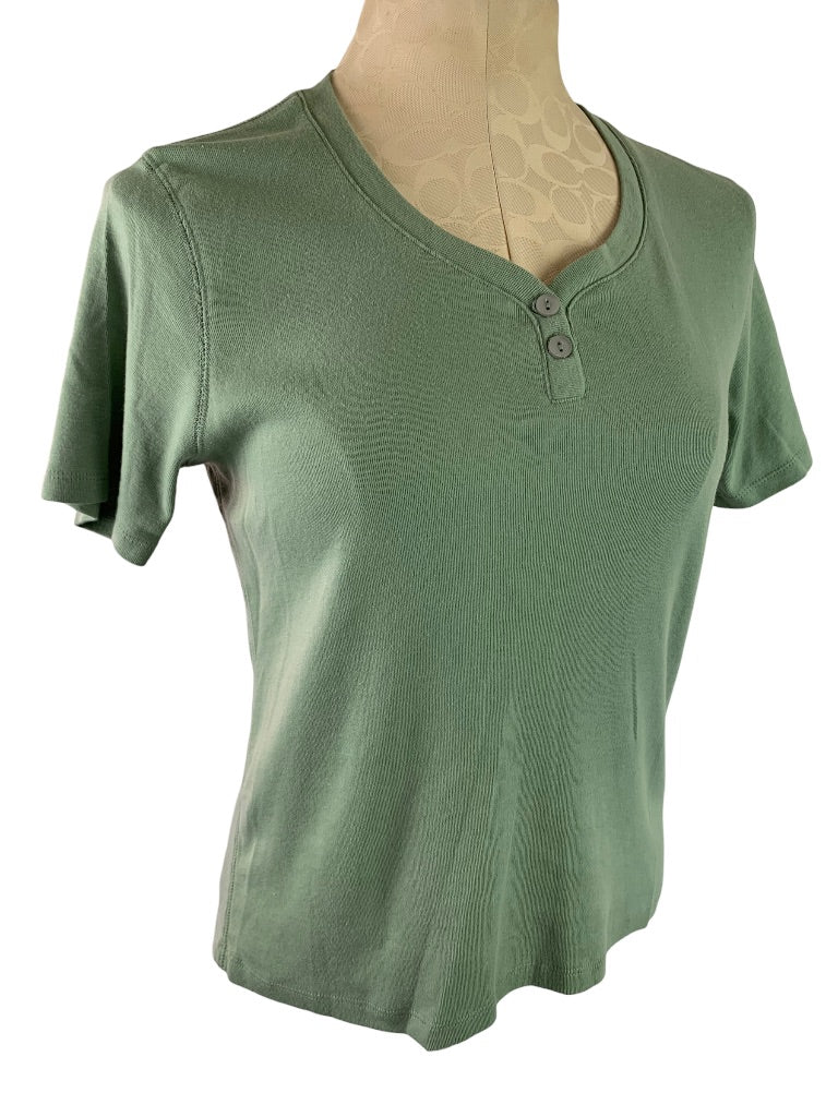 Medium Petite Hastings & Smith Women's V-Neck Tshirt Sage Green