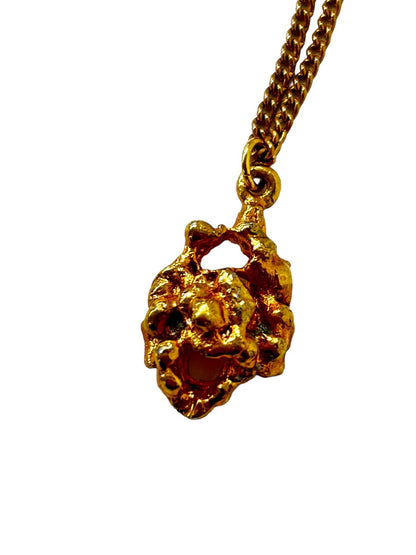 Goldtone Chain 18" Necklace with Metal Nugget Charm 1"