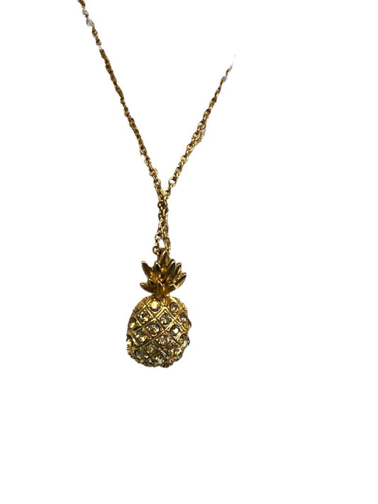 , preview full size image J. Crew Pineapple Passion Gold with Amber Crystals Pendant Necklace EUC