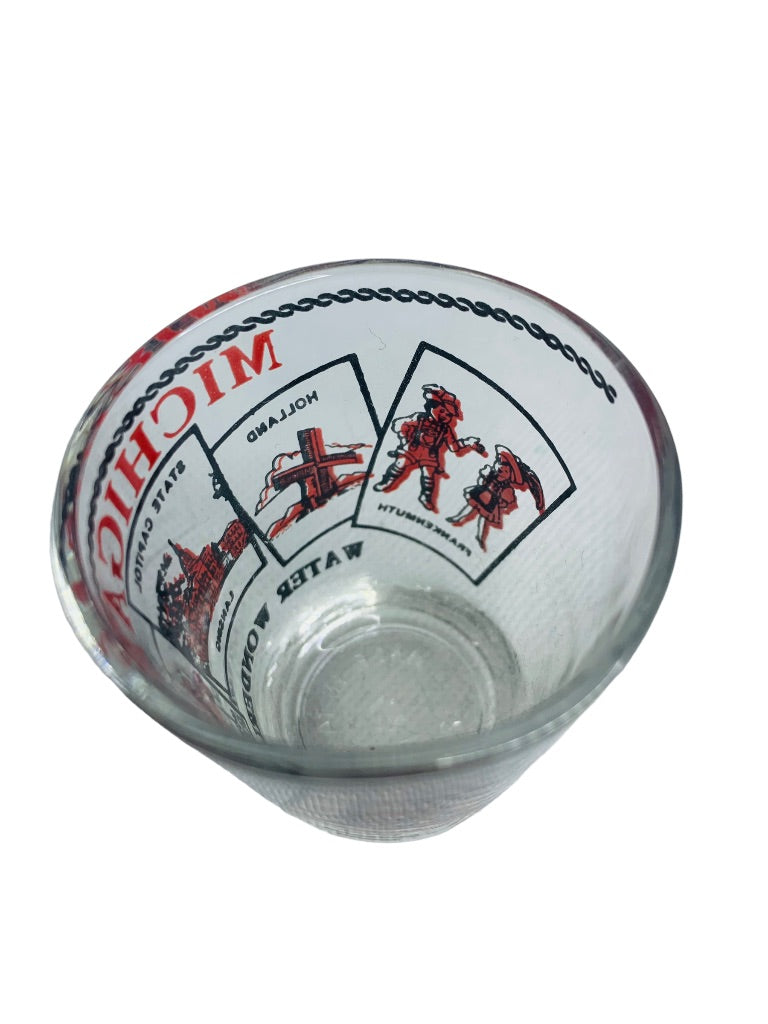 Michigan Souvenir Shot Glass Clear Barware State Illustrations