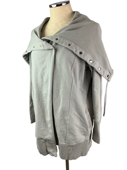 Large Evy's Tree Gray Fold Down Neck Snap Up Pockets Women's Sweatshirt