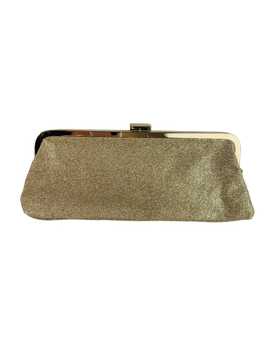 Gold Glitter Evening Bag Clutch Snap Closure 11"l x 4"h