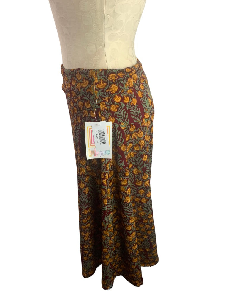 Medium LulaRoe Azure Print Midi Skirt New Red Gold Print High Waist