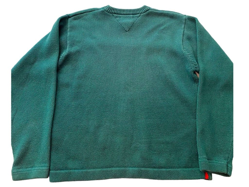 Medium Tommy Hilfiger Green Boy's Youth Cotton Sweater Red White Stripe