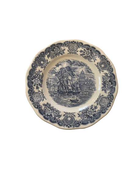 Historical Ports of England Blue 10" Dinner Plate