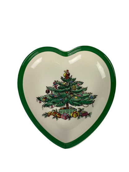 Spode Heart Shaped Christas Tree Trinket Dish England 4"