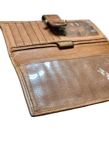 Fossil Brown Bi-Fold Pebbled Leather Wallet Snap Credit Card Check Change Pocket