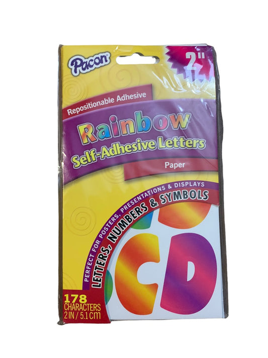 Pacon Repositional Adhesive 2" Rainbow self-adhesive letters numbers symbols