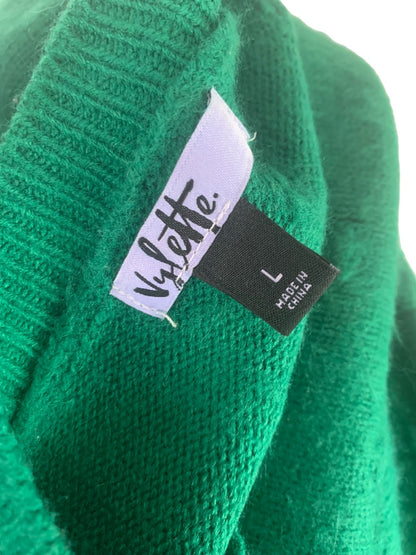 Large Vylette Women's Green Pullover Sweater Textured Dots Fuzzy