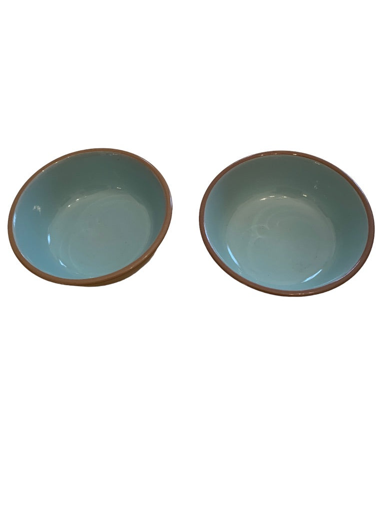 Set of 2 Taylor Smith Taylor Chateau Buffet Bowl Turquoise Brown