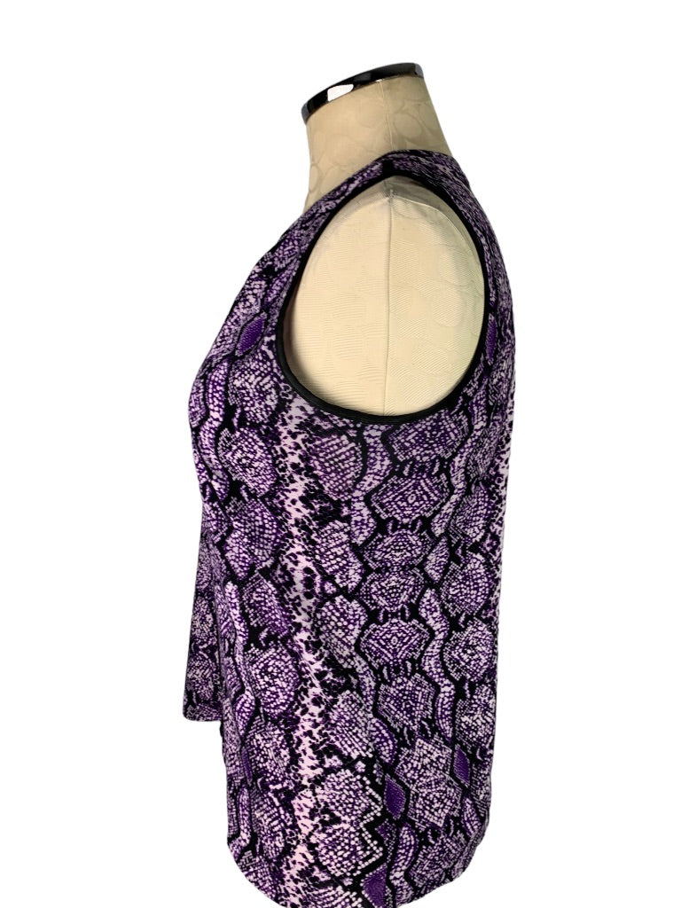 XS Calvin Klein Women's Sleeveless Pullover Blouse Purple Reptile Print