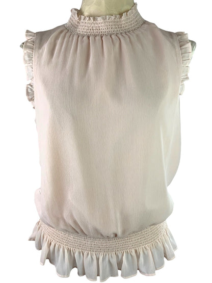 6T J.Crew Tall Blush Pink Mockneck Crinkle Chiffon Blouse Style#L5352