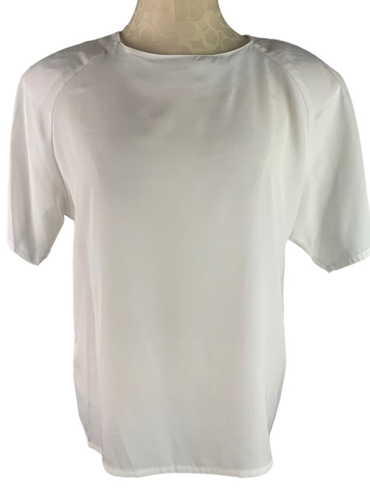 10P Petite Impressions Women's Vintage 90s Short Sleeve Pullover White Blouse